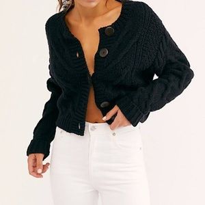 & Other Stories/ Black Chunky Cable Knit Cardigan